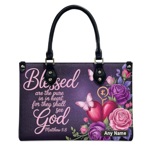 Personalized Leather Handbag with Your Name and Zipper, Perfect Gifts for Christian Gifts For Women - Mother's Day Gifts, Church Bags for Women, Bible Bag, Purses For Moms, Personalized Bags RcdNX3
