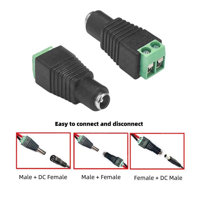 Miniatura 3 de 2 pares de 12 V macho a hembra 0.217x0.083 in DC Power Jack Adaptador Conector Barril Conector para cámara CCTV Seguridad Led Tira de luces