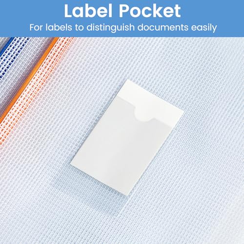 Sooez 20 Pack Mesh Zipper Pouch Bags, A4 Letter Size, Zipper Bags with Label Pocket, Waterproof Pouches for Classroom Organizer, Board Game Toy Storage, Document Bag for Teacher School Office Supplies