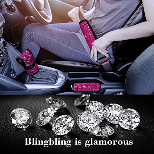 Jingsen 11 Pcs Bling Car Accessories Set,Bling Car Accessories Set For Women, Bling Steering Wheel Cover For Women Universal Fit 15 Inch, Rhinestone Center Console Cover (Bright Purple) #TOP3