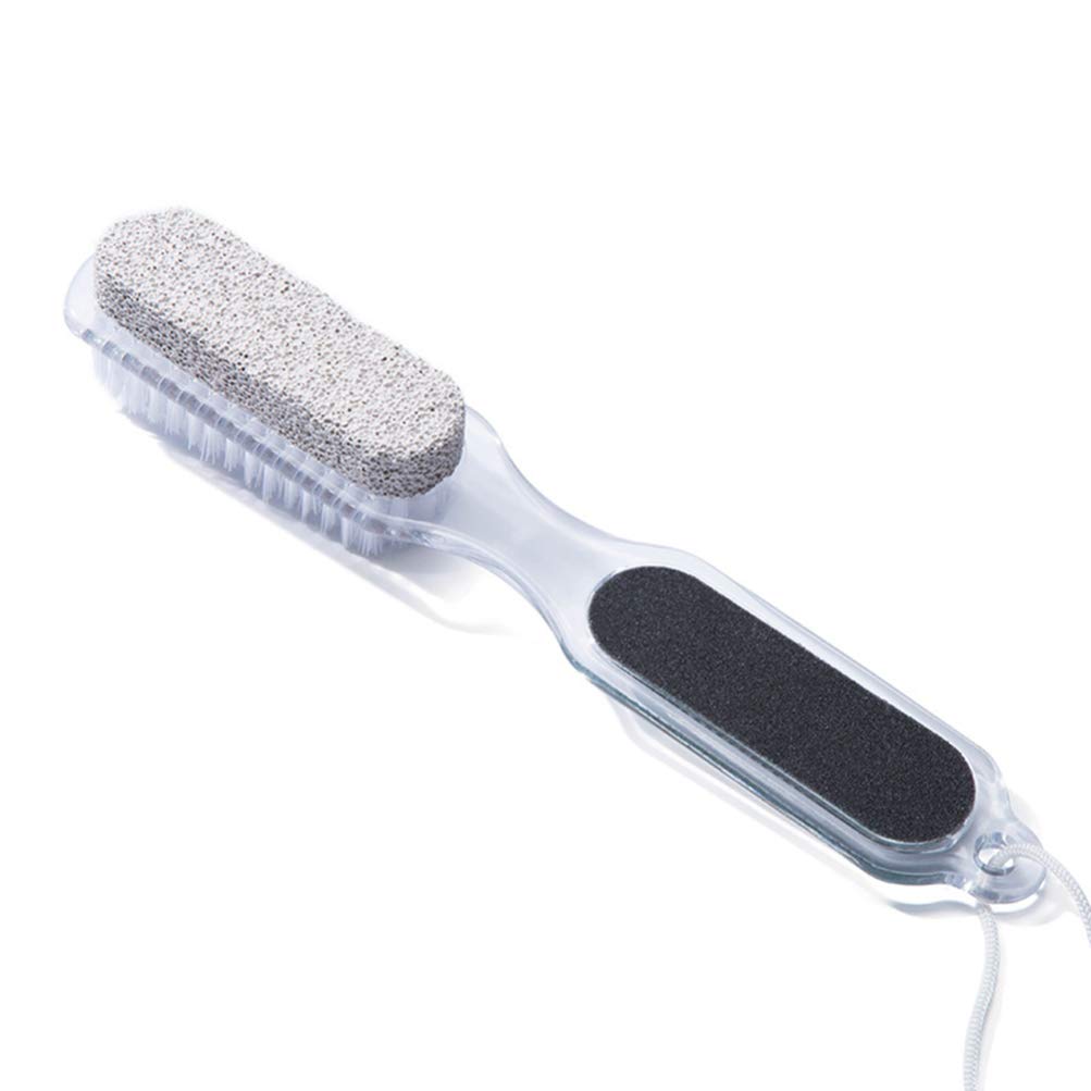 ARTIBETTER 4-in-1 Foot Care Tool with Pumice Stone Nail Brush Foot File and Callus Reducer Ergonomic Handle for Home Pedicure and Dead Skin Removal