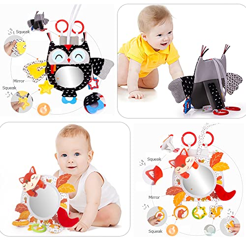 Image of Caterbee Baby Activity Hanging Toy with in-Sight Car Mirror for car seat, Stroller, Crib and Tummy time (Fox)