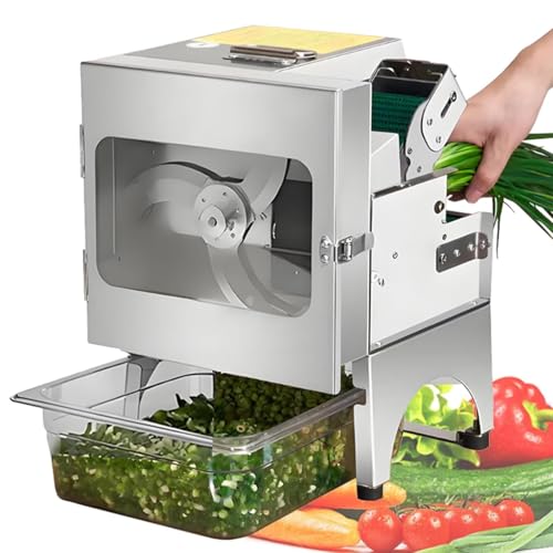 Cortadora eléctrica comercial para vegetales con cinta transportadora
