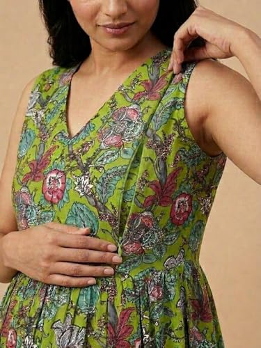 Image of The Mom Store Maternity and Nursing Sleeveless Dress for Women | Casual Dress | Pre and Post Pregnancy Wear | Printed Stylish Dress for New Mom | Trendy Dresses for Women's