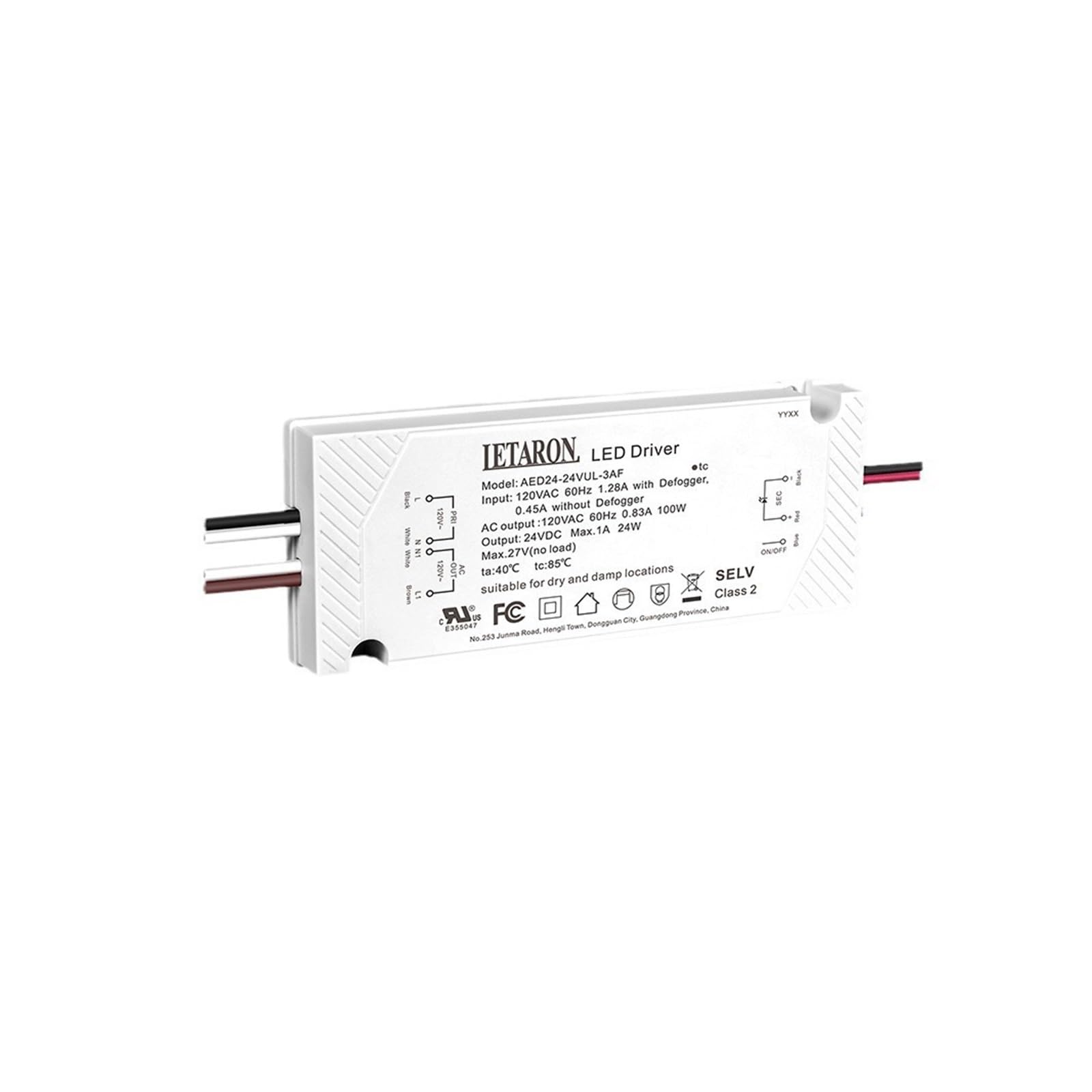 THREELEMON US Standard Ultra-Thin Bathroom Mirror Constant Voltage Power Supply 24V24W AED24-24VUL-3AF Built-in Relay