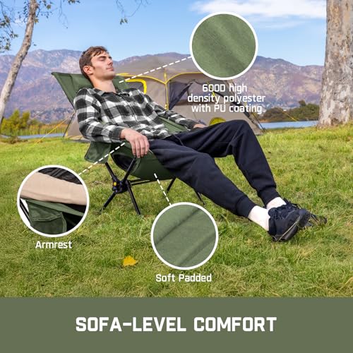 Image of FanttikOutdoor Zeta L8 Max Camping Chair, Portable & Lightweight, Comfort-Driven Foldable Rocking Chair with Carry Bag for Camping, Hiking, Patio, Fishing, Support up to 250 lbs, Green