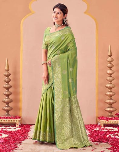 Image of SIRIL Women's Banarasi Soft Silk Saree Pure Silk with Unstitched Blouse Piece