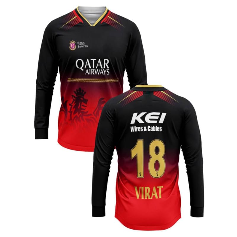 GenericRcb Cricket Jersey 2025 Virat 18 for Men and Boys (Large 40,Multicolor-001)