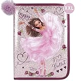 Depesche 11031 TOPModel - XXL Federtasche, im Ballet-Design, extra große Federmappe gefüllt mit Stiften, Spitzer, Radierer, Schere, Lineal und Geodreieck, ca. 28 x 20 x 4,5 cm groß