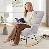 Aunekiv Silla Mecedora de Lactancia y Relax Tapizada de Peluche con Patines de Madera, Silla Balancín Cómoda con Reposabrazos para Salón, Dormitorio y Habitación de Bebé, Gris #3