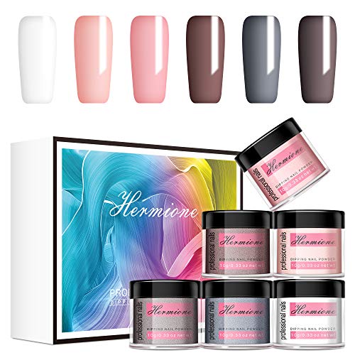Nail Dip Powder 6 Colors - Hermione French Nail Manicure Kit - Long Lasting, Gift Box, Easy to Use