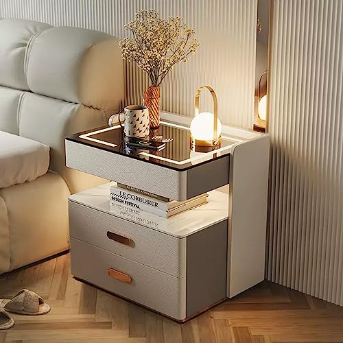 Flexoliving Nachttisch Mit Ladestation - Moderner Beistelltisch Mit Schubladen In Natur-Eiche