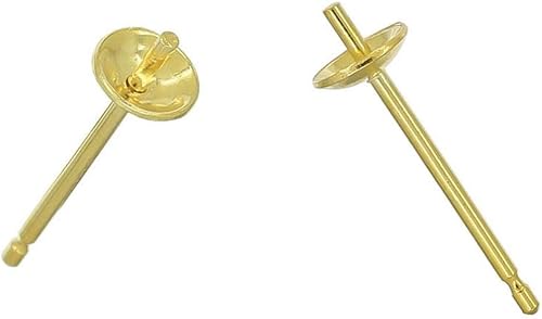 Adabele 200pcs Pendientes Hipoalergénicos Pendientes de Latón Chapado en Oro 0.118 in Pequeño Ajuste de Perla Taza con Earnut Safety Back CF220-3
