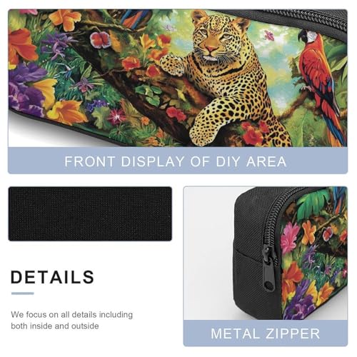 Tropical Forests Parrots And Leopard Large Travel Backpacks Carry on Backpack Weekender Bag with 2 Storage Pockets for Men And Women4