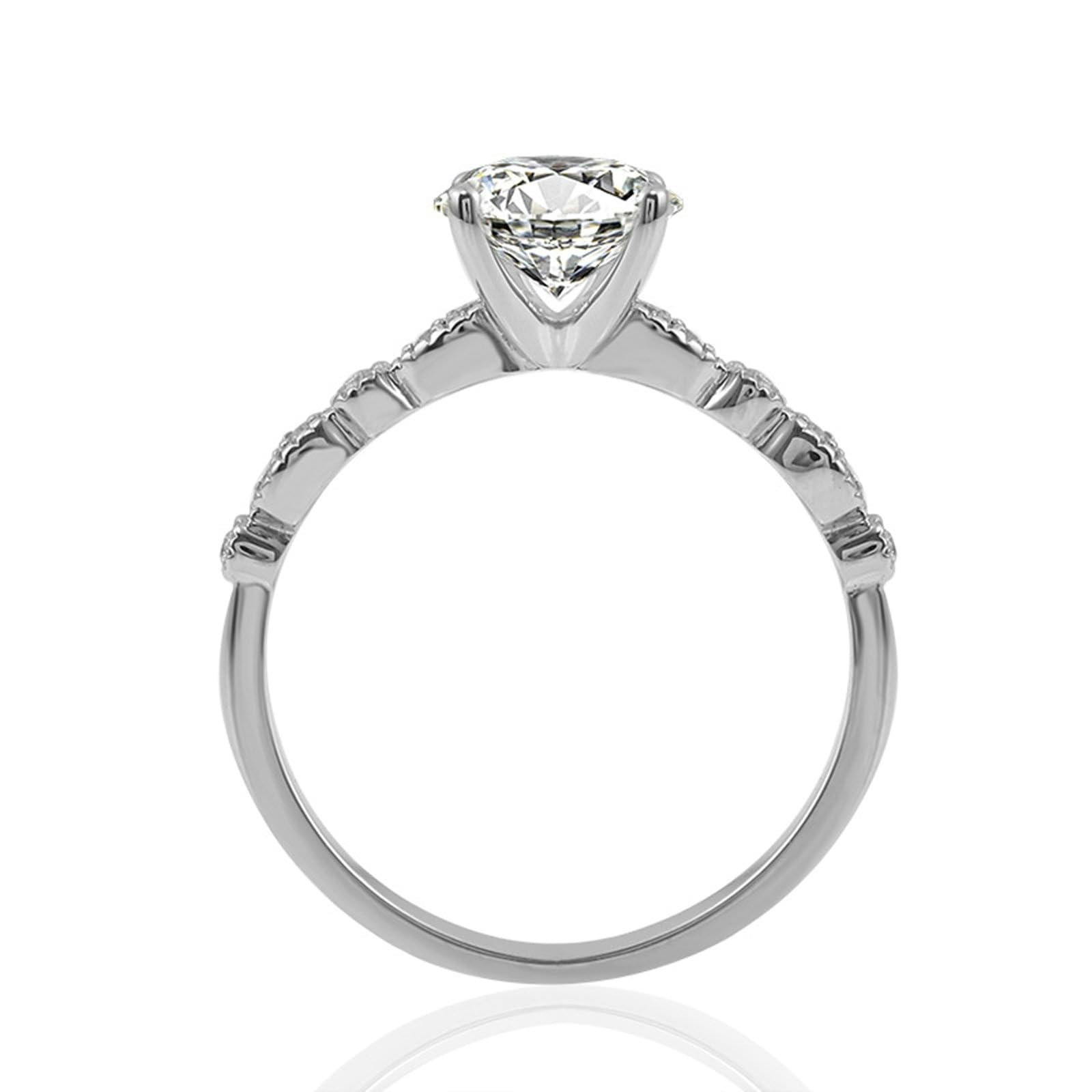 Anillo de compromiso de oro blanco de 14/9/18 quilates, sin piedras preciosas, anillo de boda con moissanite redondo de 1 quilate para mujer
