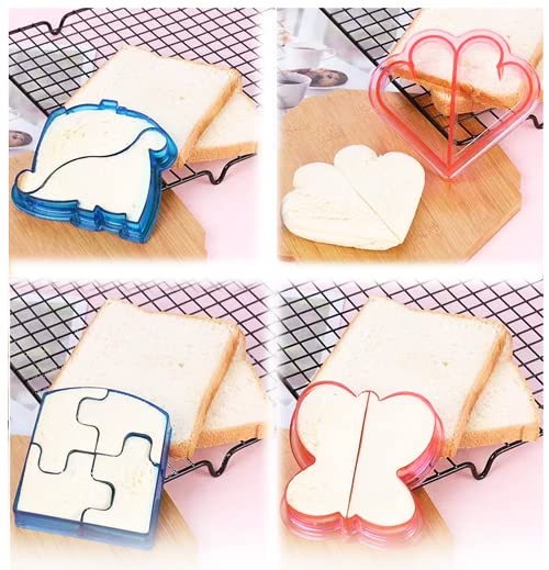 Sandwich Cutters for Kids, Including 4 Sandwich Cutters, Each Kids Bread Cutter and Sandwich Cutter in Cute Colors and Shapes, Easy Crust Cutter Sandwiches for School lunches and Home Baking