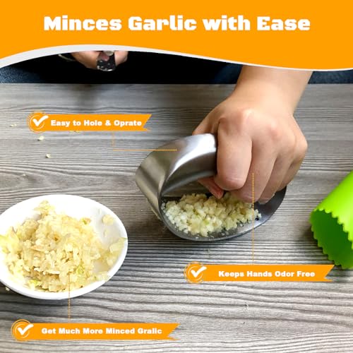 Kebley TW001 Garlic Press Rocker Heavy Duty Stainless Steel Garlic Mincer Garlic Crusher Garlic Chopper thumb #1