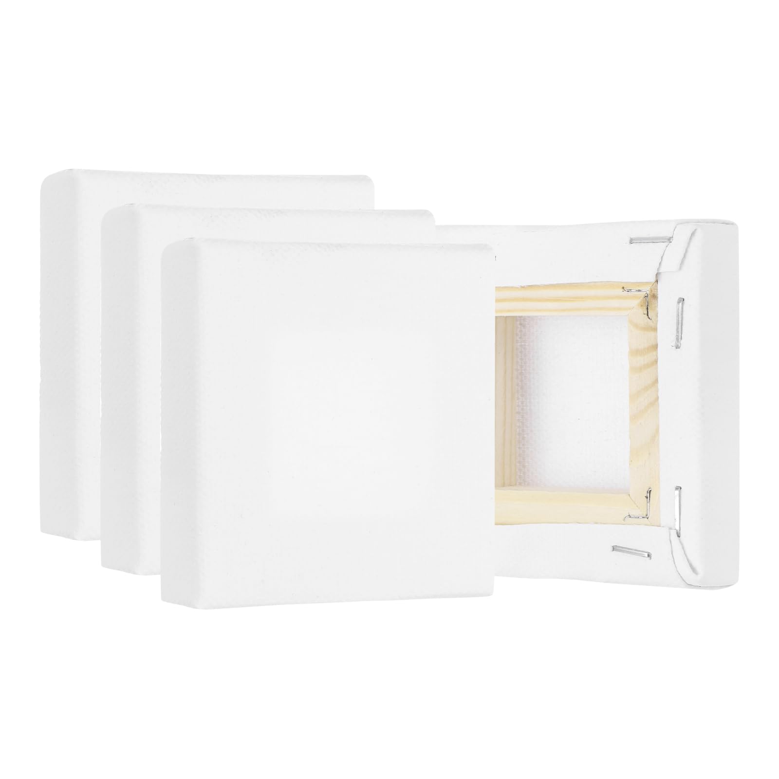 PATIKIL Lienzo Tensado, 100 Piezas 2.4" x 2.4" Lienzo Cuadrado Para Pintar Lienzo En Blanco Apretado Paneles De Lienzo De Algodón Para Pinturas Acrílicas Al Óleo Acuarelas, Blanco