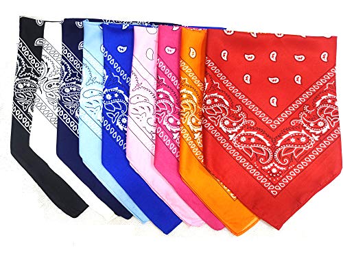 9 Pack Multi-Purpose Cotton Paisley Cowboy Bandanas Headband for Men and Women