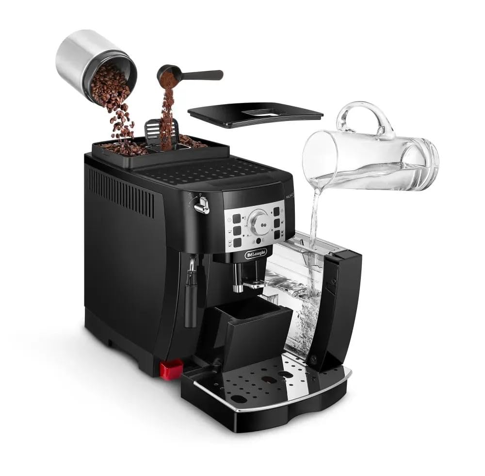 De'Longhi Magnifica S ECAM22.140.B, Máquina de Café en Grano Automática con Recetas, Panel de Control Simple, Aroma y Cantidad Personalizables, Espumador Manual de Leche, Botón para 2 Tazas, Negro