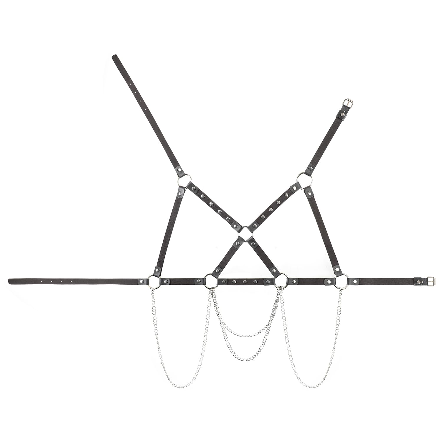 ITODA Harnais de Poitrine Punk en Cuir pour Femme Chaîne de Corps Gothique Sexy Harnais de Chaîne Réglable pour Tenue Rave Punk Corps Ceinture pour Soirée Clubbing Fête Hallowee Cosplay Jouet d’Amour