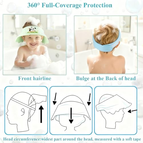 Image of Baby Shower Cap Shield - Adjustable Waterproof Shower Visor for Kids, Soft Baby Hair Washing Shield with Ear Protection, Perfect for Toddlers & Children (giant panda)