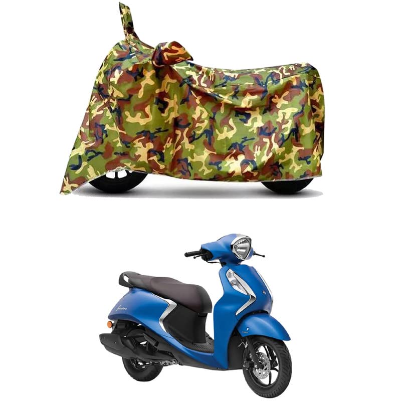 Image of Waterproof 100% PVC Coated Bike Scooty Two Wheeler Body Cover Compatible for Yamaha Fascino 125 BS6 /UV-Rays /Heat Protection /Birds Dropping /Scratchproof /Dust Proof [6X6 Jungle Print]