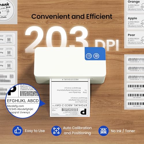 Image of Bluetooth Thermal Shipping Label Printer, 4x6 Portable Thermal Label Printer, Compatible with iPhone, Android, Windows & Mac, Widely Used for USPS UPS Amazon Shopify Etsy (Cream)