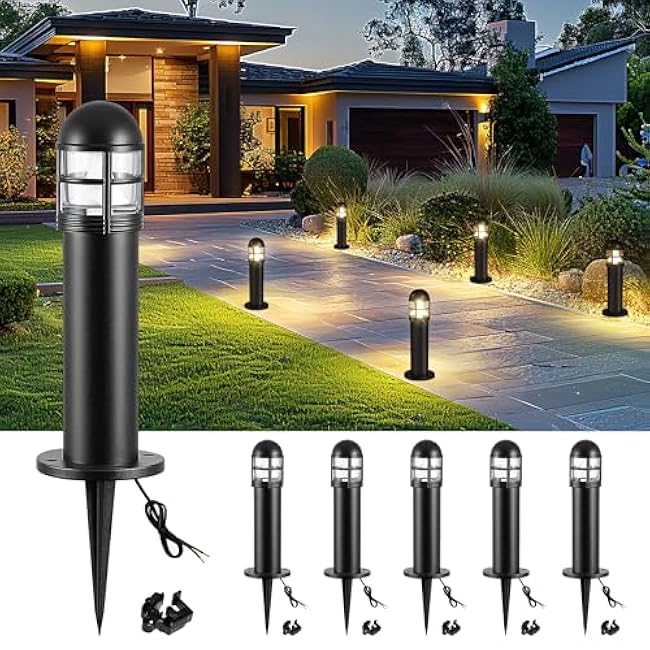 6 Pack LED Low Voltage Landscape Lights, 200LM 12V IP67 Waterproof Holiday Pathway Lighting for Patio, Sidewalk, Driveway, Cast-Aluminum, 2700K Warm White