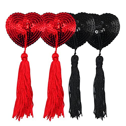 Bra with Tassel - Womens Silicone Petals Sequin Heart Pasties Adhesive Nipple Cover Reusable Bra