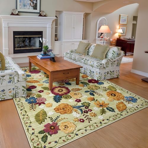 Tapete decorativo rectangular 5x8 pies Boho verde