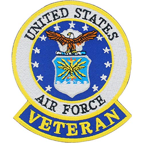 United States Air Force USAF Veteran Full Color Seal Embroidered Patch, with Iron-On Adhesive