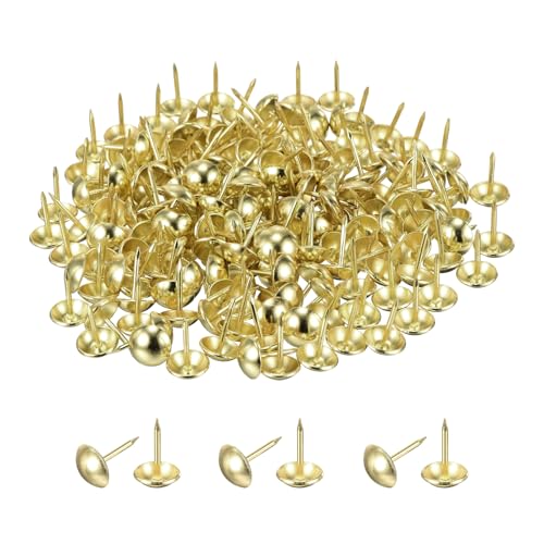 QUARKZMAN Clavos De Tapicería Para Muebles 3/8 De Pulgada (9.5 X 17mm) Clavos Redondos De Metal Negros Para Pared Decoración De Tapicería Proyectos DIY (Dorado Paquete De 180)