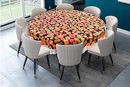 Image of The Furnishing Tree Round Shaped 8 Seater Table Cover WxL 90x90 inches with White Border lace