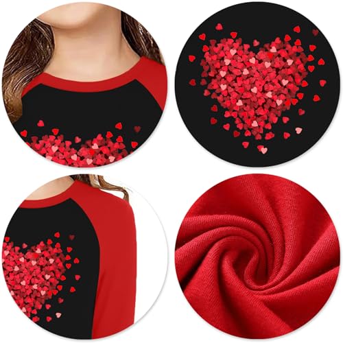 Image of Girls Valentine Shirts for Kids Valentines Heart Graphic Tshirts Casual Long Sleeve Shirts Love Heart Tee