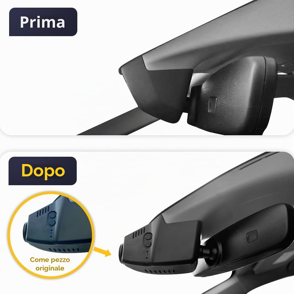Fitcamx Dashcam 4K Compatibile con Volkswagen VW Taigo 2022 2023 2024 2025 2026 (HD2-6113), OEM, 2160P UHD Video Wifi, Monitoraggio Parcheggio, Sensore G, Registrazione Circolare, WDR, Scheda da 64GB
