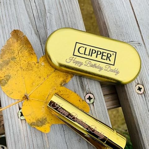 Personalised Gold Metal Clipper Lighter Cover
