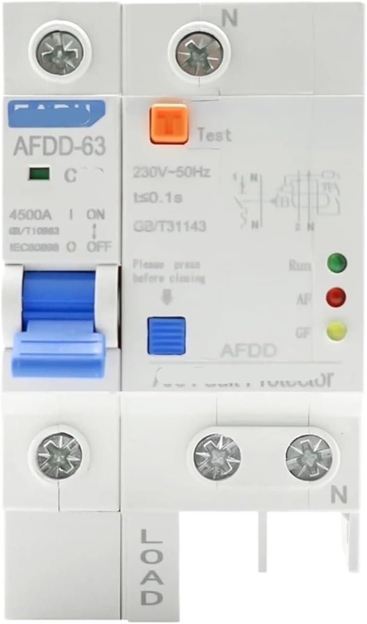 AFDD-63 1P+N AFDD arc Fault Protector Residual Current Circuit Breaker Main Switch with Surge Protector Protection SPDP(25A)