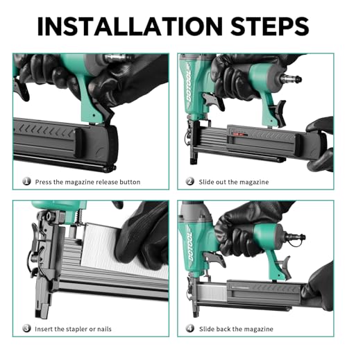 Image of Pneumatic Brad Nailer,18 Gauge,2 in 1 Air Nail Gun Staple Gun | Accepts 2 Inch Brad Nails and Crown 1-5 /8 inch Staples,with Carrying Case and 1000pcs Nails,for DIY,Woodworking