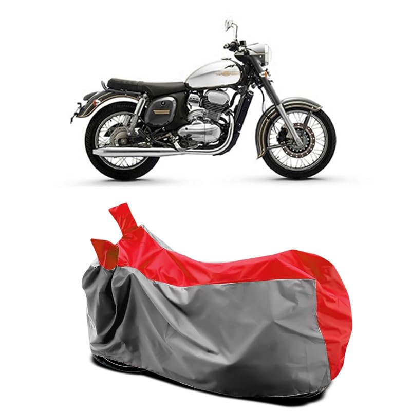 Image of DUFFEL-Two Wheeler Bike Body Cover Compatible for Jawa Standardv Heat Protectio /UV-Rays /Birds Dropping /DustProof /Waterproof All Variants [Gray Red]