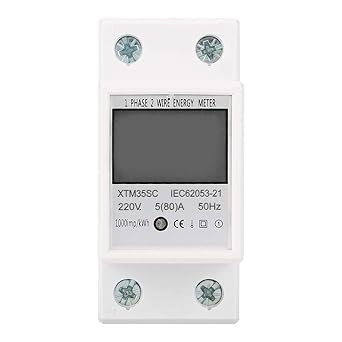 Ketsicart LCD Backlight Digital Energy Meter Power Usage Meter Electricity Monitor Single Phase Energy Meter DinRail Electric Meter KWh Meter Electronic KWh Meter for Measure for Displays Energy
