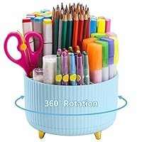 Marbrasse Schreibtisch Organizer,360 Grad Drehbarer Stifthalter für Schreibtisch Zubehör mit 5 Fächern,Stifte Organizer,Stift Aufbewahrungsbox für Büro Zuhause (Blau)