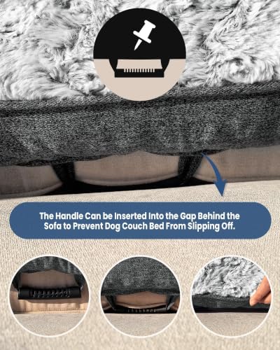 Image of Calming Dog Bed for Couch with Cozy Raised Edge, 53x39 Inch, Grey