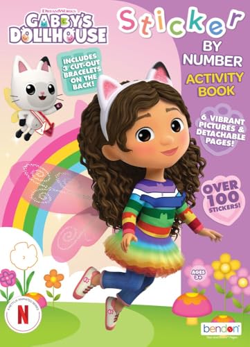 Gabbys Dollhouse Sticker by Number | Gabbys Dollhouse Stickers | Gabbys Doll House Activity Book | Gabbys Doll House Number Activities | Over 100+ Stickers | Officially Licensed