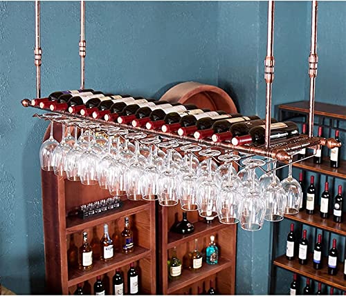 Casier à vin de plafond de 100x30cm réglable avec un support de verre suspendu
