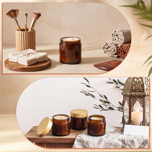 Image of Norme 24 Pcs 4 oz Glass Jars with Lids Cosmetic Jars, Amber, Gold