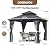 Raysfung 10 X 10ft Hardtop Gazebo, Galvanized Steel Double Roof Gazebo with Nettings and Curtain Outdoor Aluminum Frame Vertical Stripes Roof Permanent for Patio, Backyard, Lawns