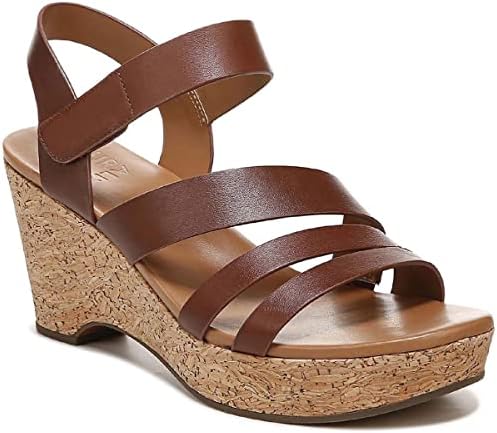Naturalizer Womens Cynthia Strappy Wedge Sandal Brown Cinnamon Leather 12 W | Image 1