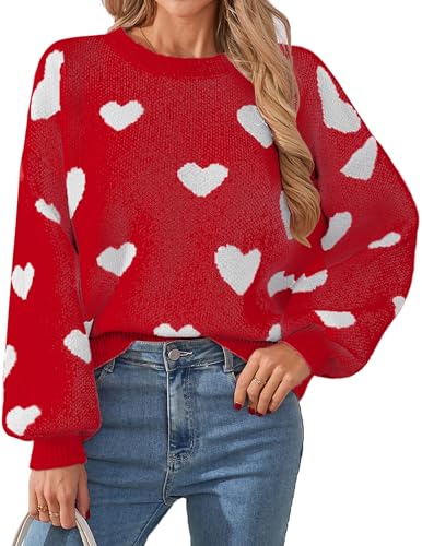 Image of Libsorge Womens Valentine Heart Sweater 2026 Valentines Day Trendy Cute Oversized Long Sleeve Pullover Sweaters