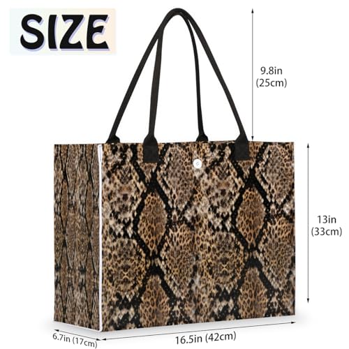 Viper Leopard Print Tote Bag for Women Large Beach Bag Reusable Grocery Bags Tote Bag for Work Shopping Travel Beach2